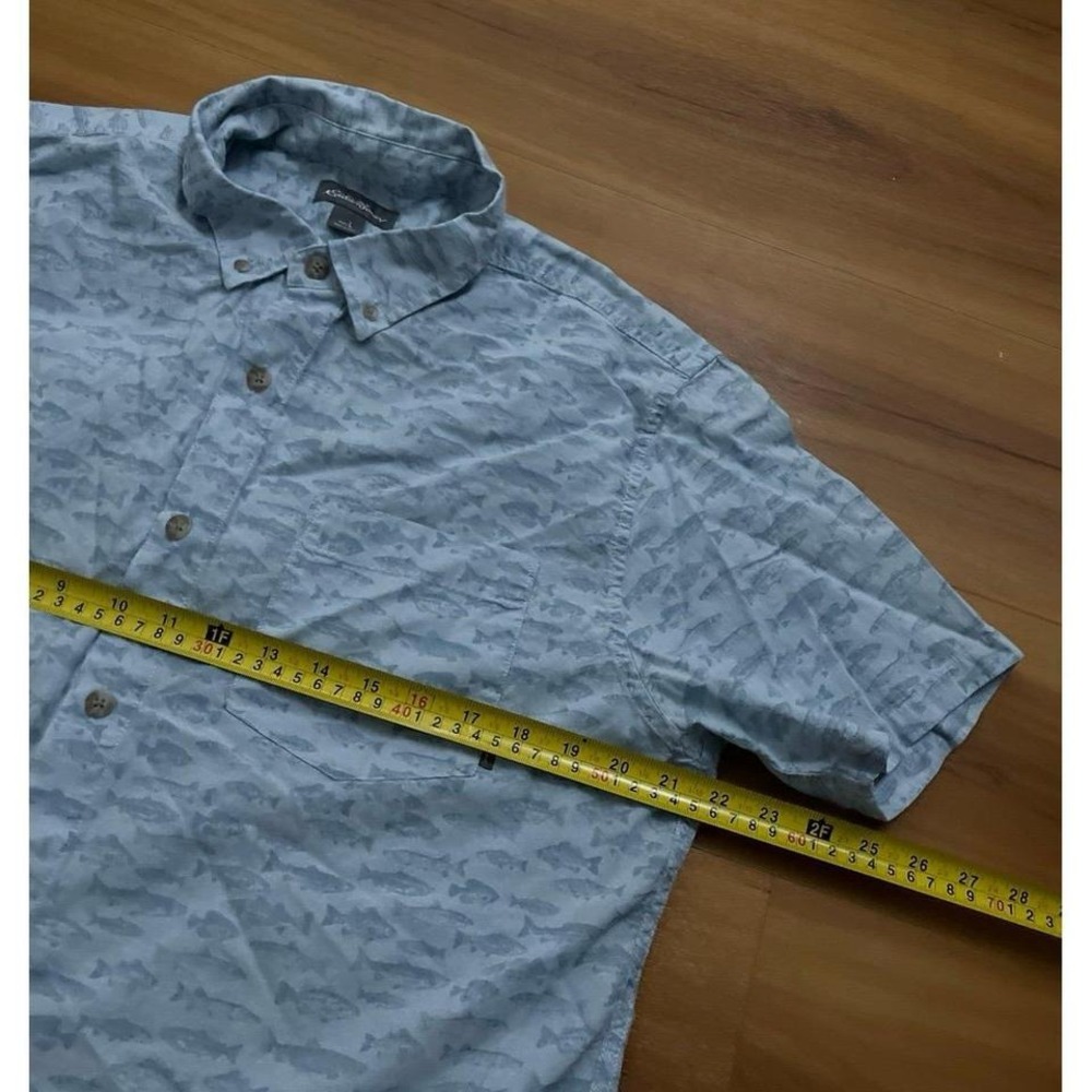 Mens Eddie Bauer Fishing All Over Print Button Down Short Sleeve - Picture 5 of 6